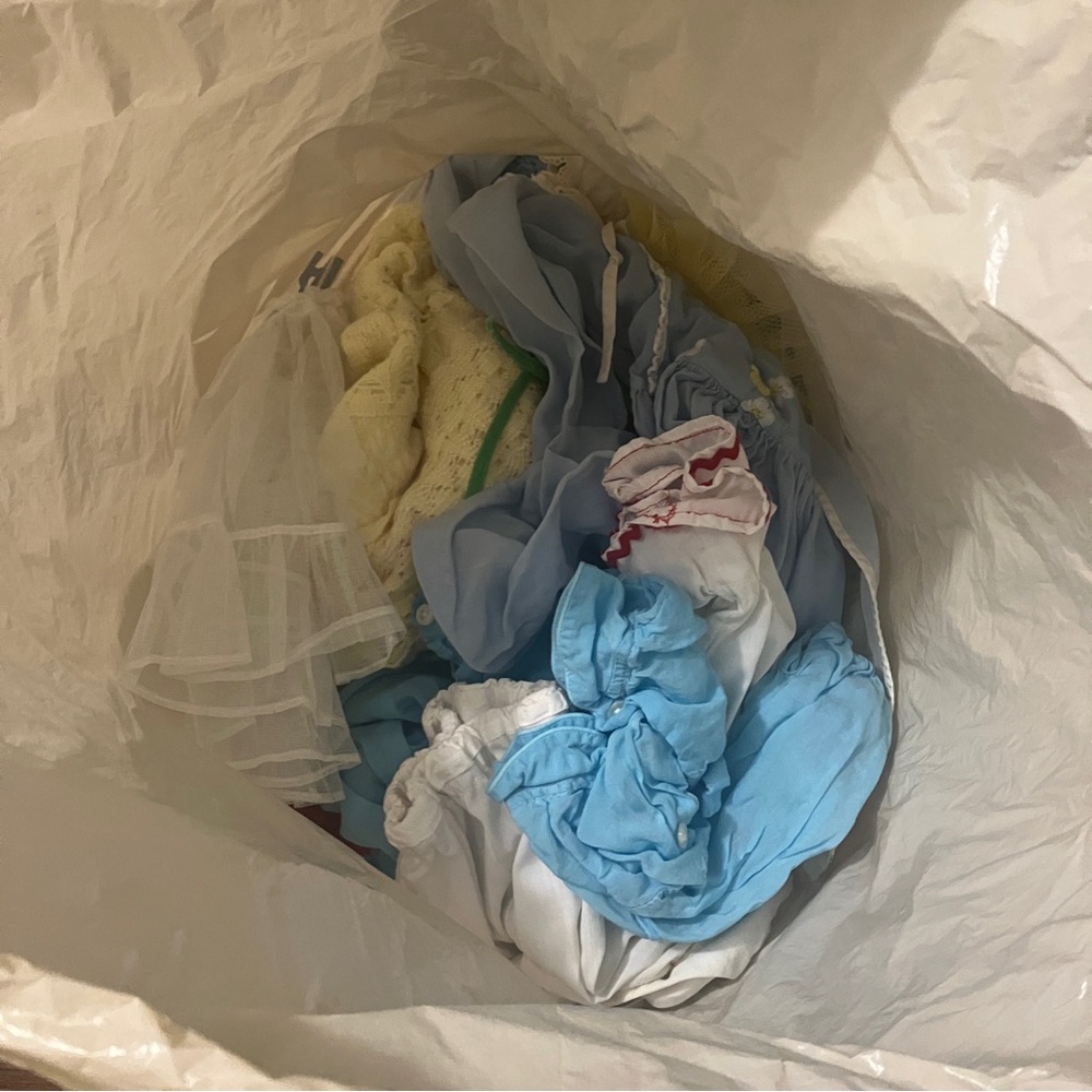 Unsorted Bag of Vintage Baby / Kids Clothes Mid-century 1940s 50s 60s